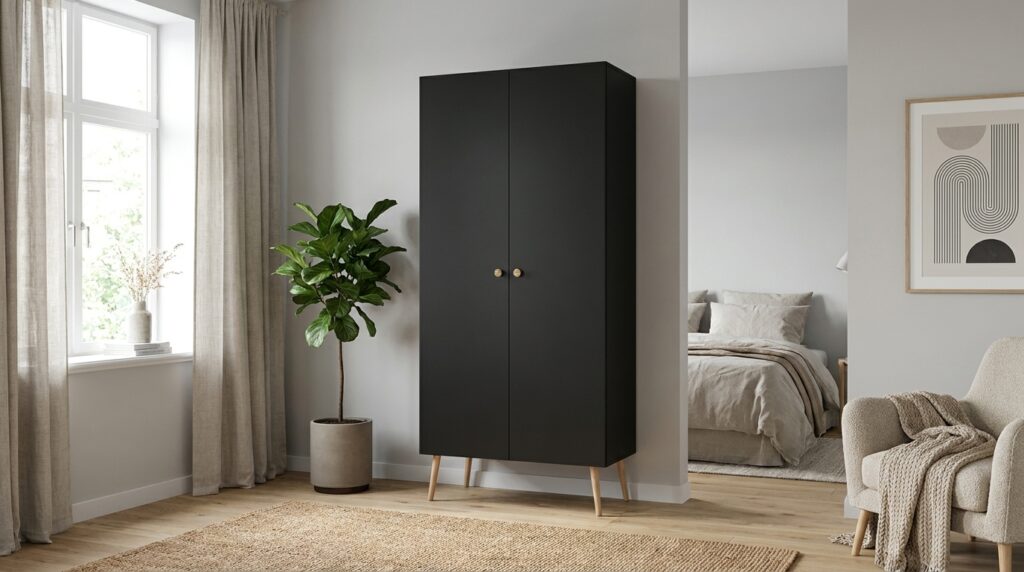 szafa dwudrzwiowa malibo 100 cm 2p drazek czarny mat