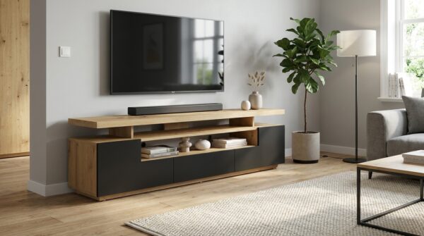szafka eva rtv 180 cm dab artisan czarny mat