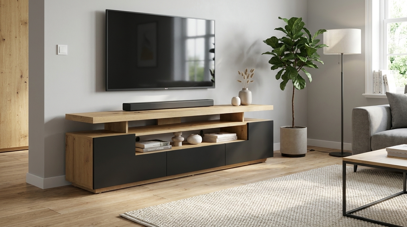 szafka eva rtv 180 cm dab artisan czarny mat