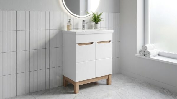 szafka lazienkowa pod umywalke 60cm bali white stojaca 2d generated