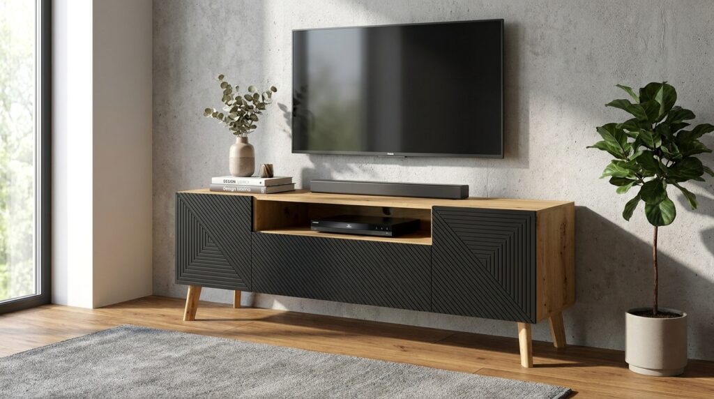 szafka rtv luxi 195 cm dab artisan czarny mat 2 generated