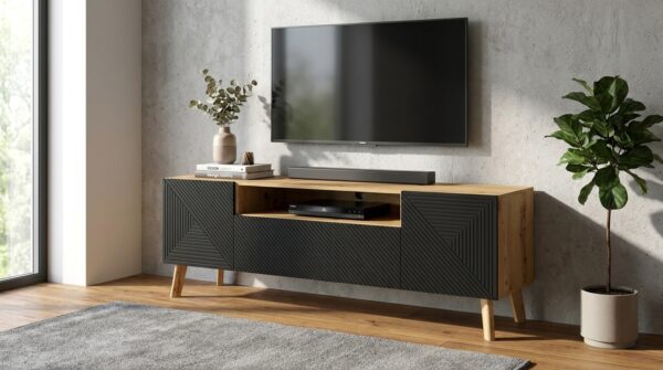 szafka rtv luxi 195 cm dab artisan czarny mat 2 generated