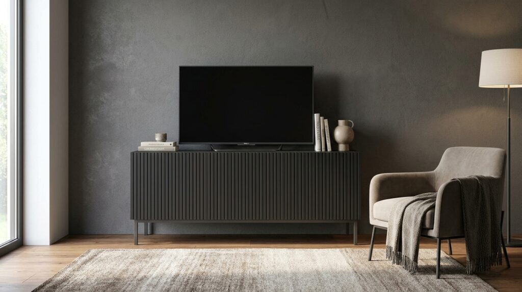 szafka rtv ravenna b 150 cm 3d czarny mat rama czarna