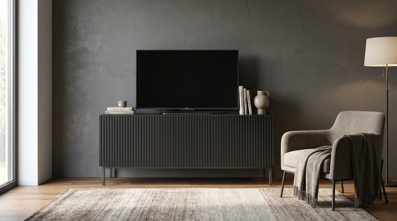 szafka rtv ravenna b 150 cm 3d czarny mat rama czarna
