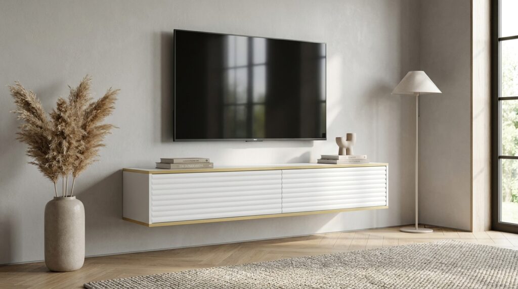 szafka rtv subi 180 cm wiszaca frez bialy mat