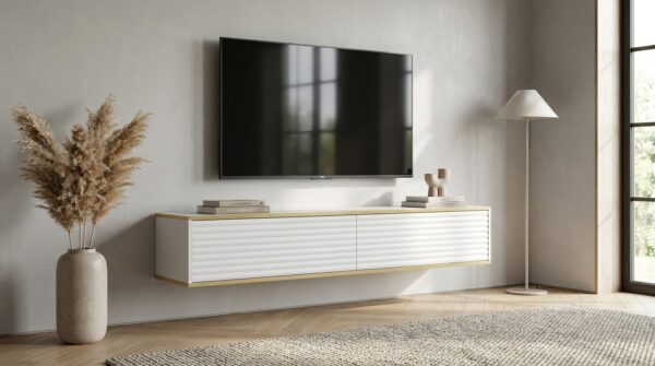 szafka rtv subi 180 cm wiszaca frez bialy mat