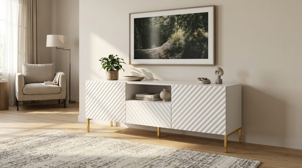 szafka rtv surf 150 cm 2d1s bialy mat zlota rama generated