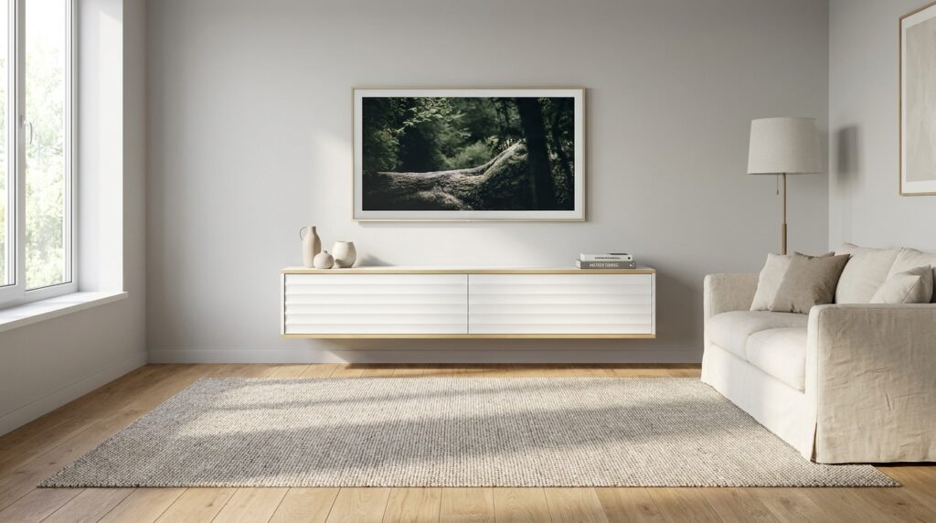 szafka rtv wabi 180 cm wiszaca frez bialy mat