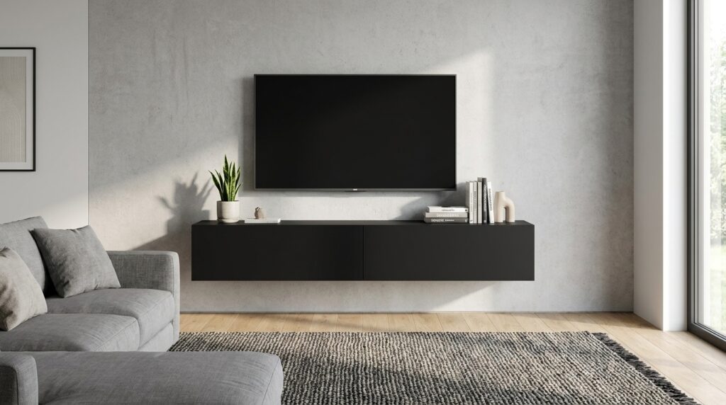 szafka rtv wiszaca bingo 180 cm czarny mat