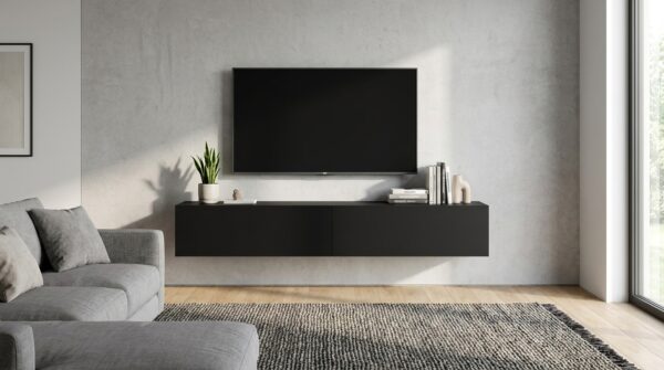 szafka rtv wiszaca bingo 180 cm czarny mat