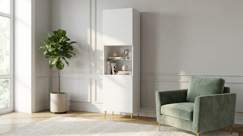 witryna ravenna c 60 cm 1ds bialy mat bialy polysk szpilki zlote