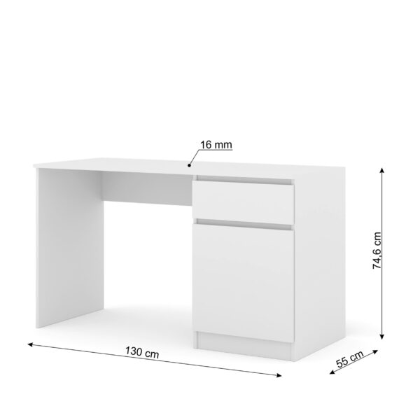 5903769752409 MAJA Biurko 130 Biale wymiar
