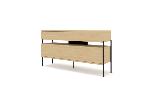 Komoda PUFFIN 154 cm 3D3S dąb naturalny lakierowany fornir