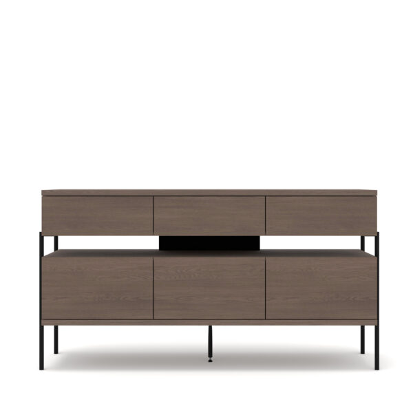 Komoda PUFFIN 154 cm 3D3S chłodny brąz lakierowany fornir