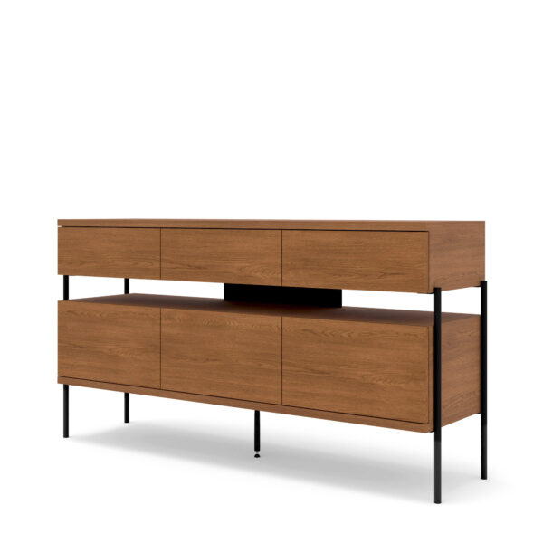 Komoda PUFFIN 154 cm 3D3S czereśnia lakierowany fornir