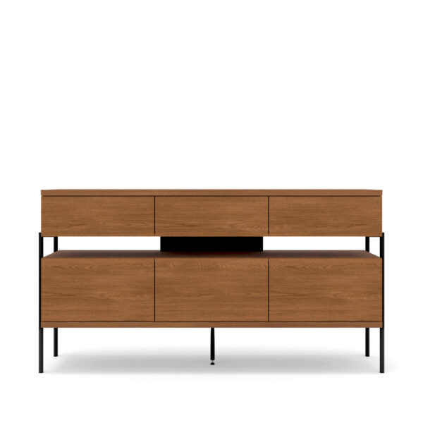 Komoda PUFFIN 154 cm 3D3S czereśnia lakierowany fornir