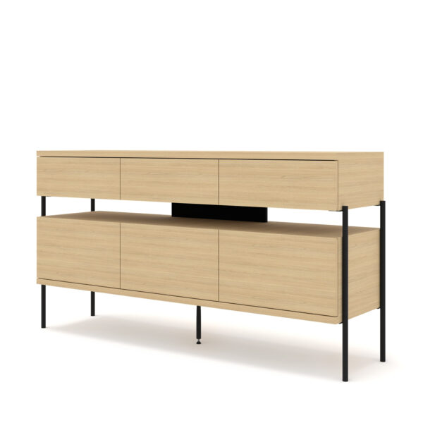 Komoda PUFFIN 154 cm 3D3S dąb naturalny lakierowany fornir