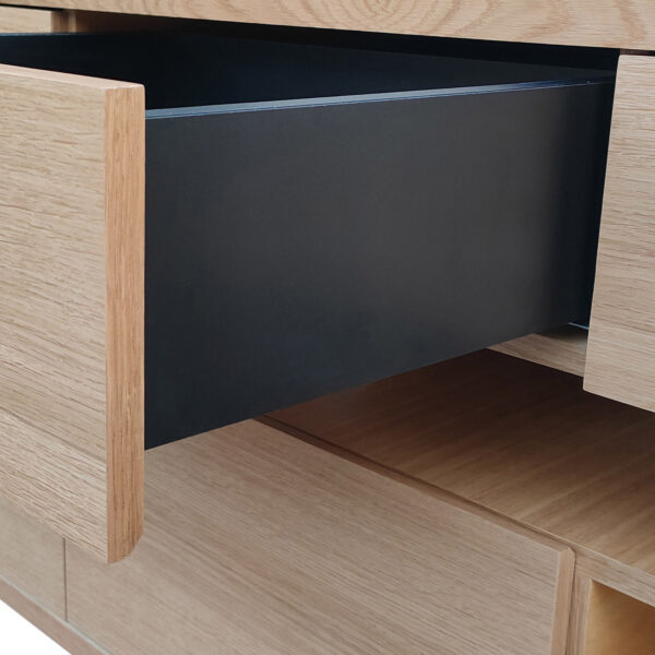 Szafka RTV PUFFIN 154 cm 3S dąb naturalny lakierowany fornir