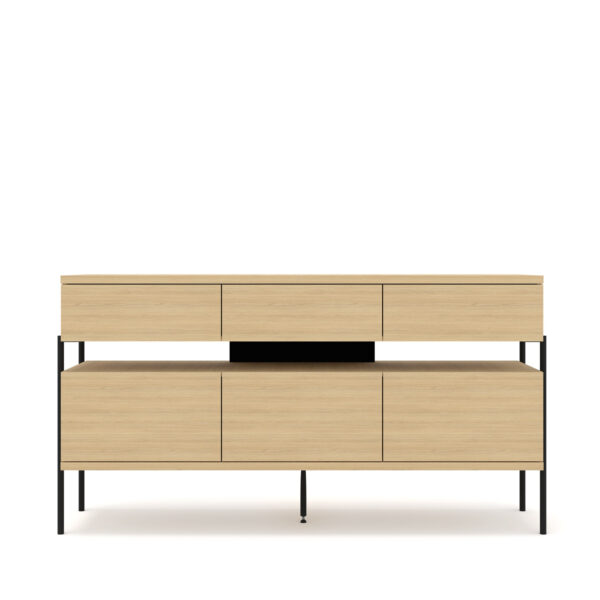 Komoda PUFFIN 154 cm 3D3S dąb naturalny lakierowany fornir