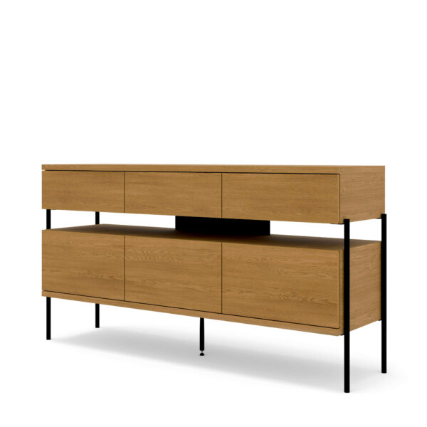 Komoda PUFFIN 154 cm 3D3S orzech włoski lakierowany fornir