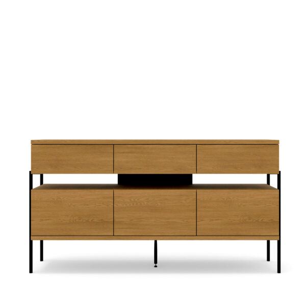 Komoda PUFFIN 154 cm 3D3S orzech włoski lakierowany fornir