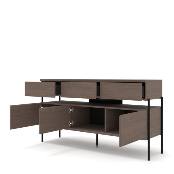 Komoda PUFFIN 154 cm 3D3S chłodny brąz lakierowany fornir