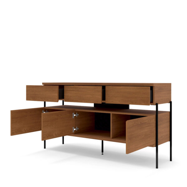 Komoda PUFFIN 154 cm 3D3S czereśnia lakierowany fornir