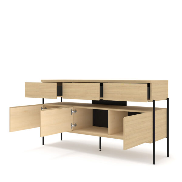 Komoda PUFFIN 154 cm 3D3S dąb naturalny lakierowany fornir