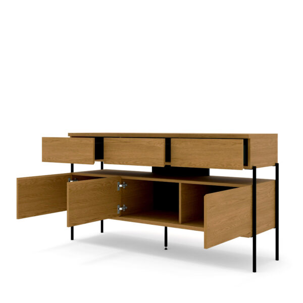 Komoda PUFFIN 154 cm 3D3S orzech włoski lakierowany fornir