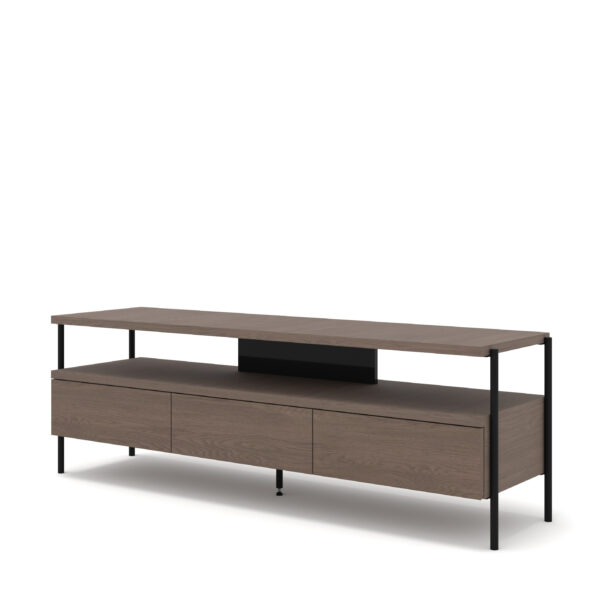 Szafka RTV PUFFIN 154 cm 3S chłodny brąz lakierowany fornir