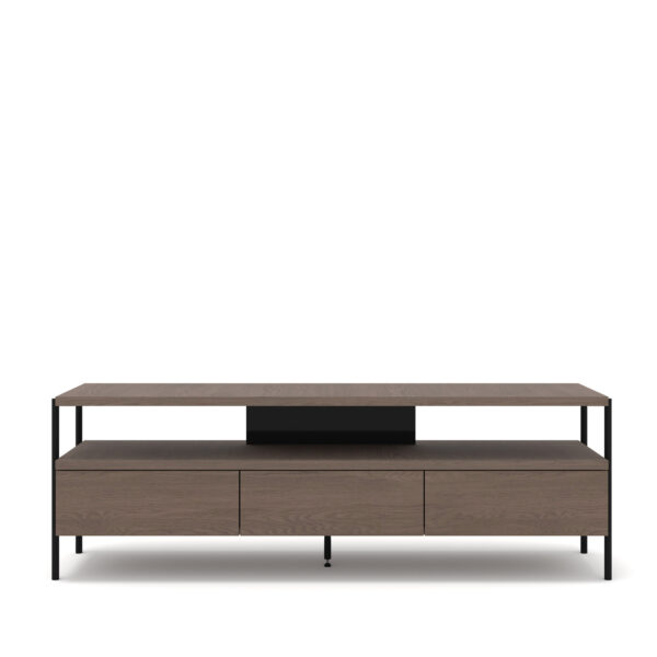 Szafka RTV PUFFIN 154 cm 3S chłodny brąz lakierowany fornir