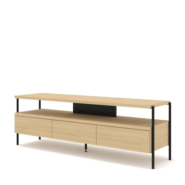 Szafka RTV PUFFIN 154 cm 3S dąb naturalny lakierowany fornir