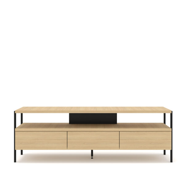 Szafka RTV PUFFIN 154 cm 3S dąb naturalny lakierowany fornir