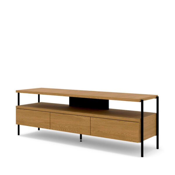 Szafka RTV PUFFIN 154 cm 3S orzech włoski lakierowany fornir