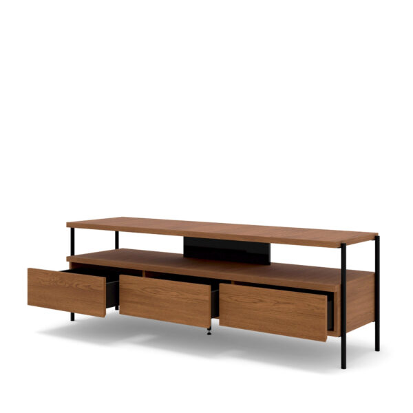 Szafka RTV PUFFIN 154 cm 3S czereśnia lakierowany fornir