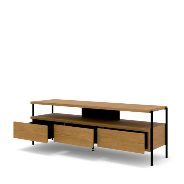 Szafka RTV PUFFIN 154 cm 3S orzech włoski lakierowany fornir