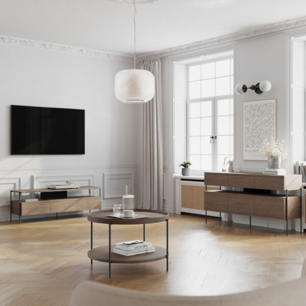 Komoda PUFFIN 154 cm 3D3S chłodny brąz lakierowany fornir