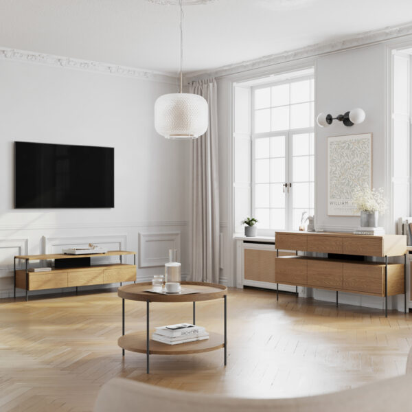 Komoda PUFFIN 154 cm 3D3S orzech włoski lakierowany fornir