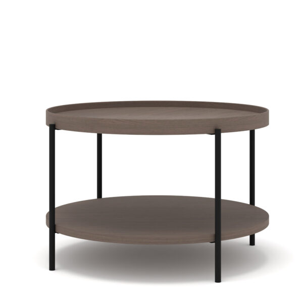 Stolik kawowy PUFFIN 84 cm chłodny brąz lakierowany fornir