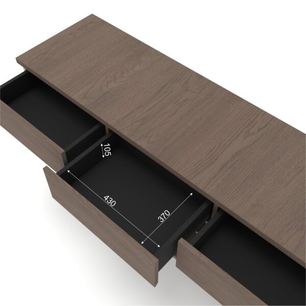 Komoda PUFFIN 154 cm 3D3S chłodny brąz lakierowany fornir