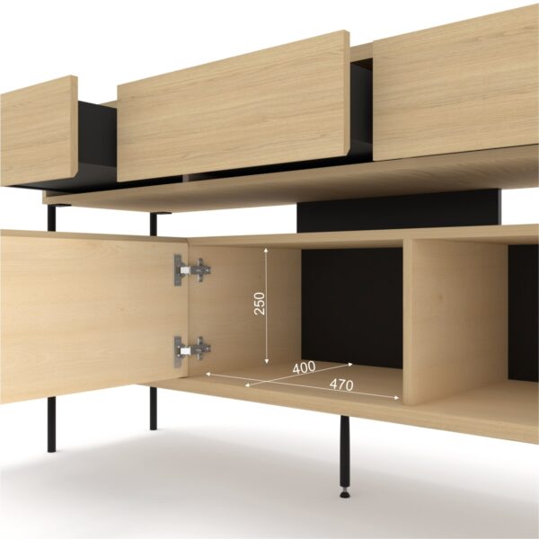 Komoda PUFFIN 154 cm 3D3S dąb naturalny lakierowany fornir