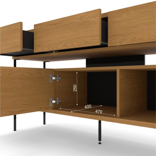 Komoda PUFFIN 154 cm 3D3S orzech włoski lakierowany fornir