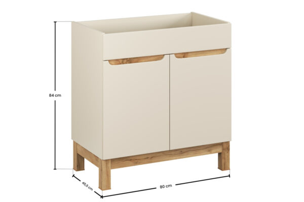 Szafka pod umywalkę 80cm 2 drzwi (5) BALI kaszmir