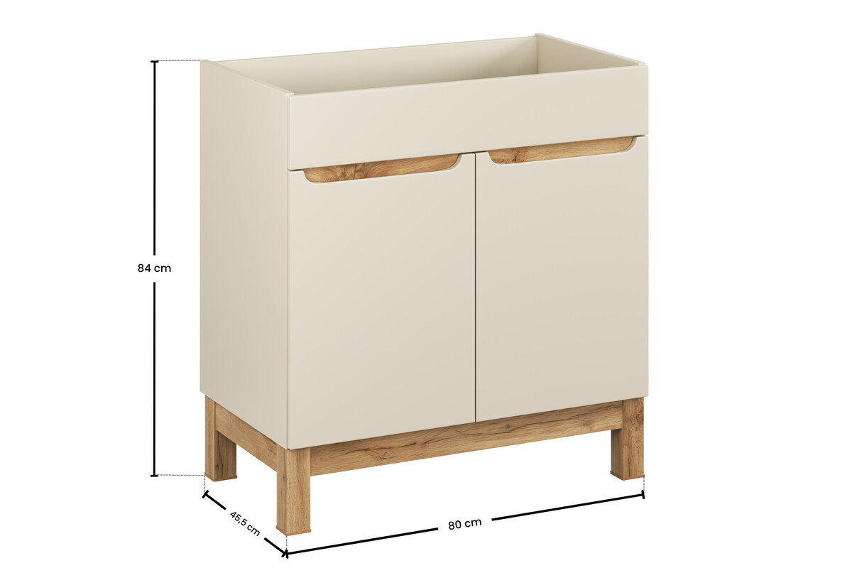 Szafka pod umywalkę 80cm 2 drzwi (5) BALI kaszmir