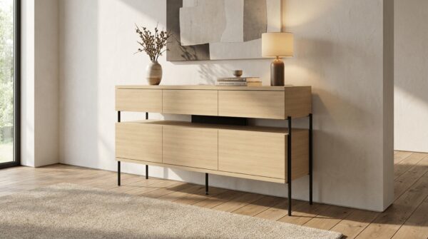 komoda puffin 154 cm 3d3s dab naturalny lakierowany fornir generated