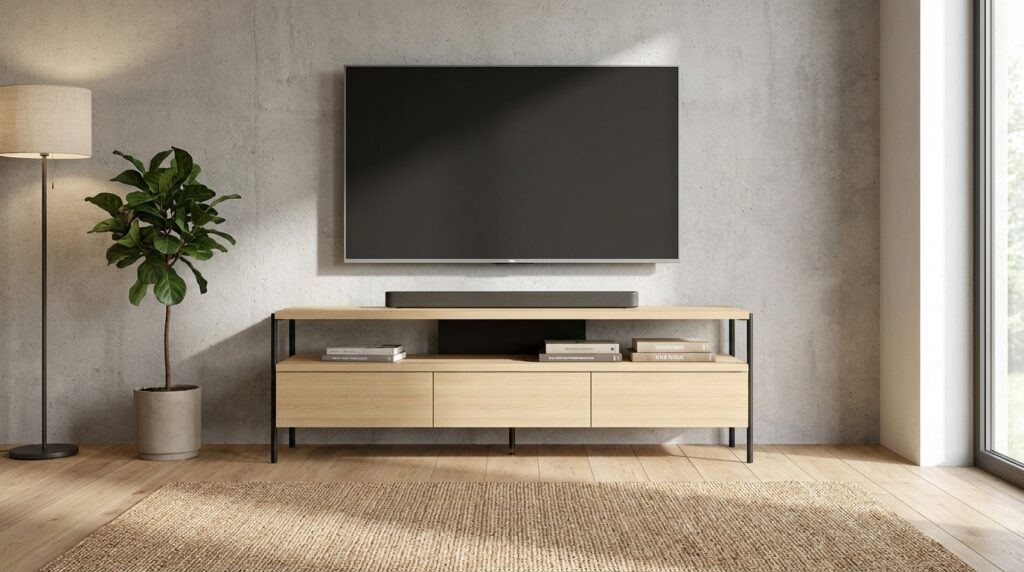 szafka rtv puffin 154 cm 3s dab naturalny lakierowany fornir generated