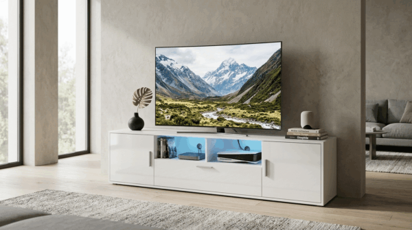 Szafka RTV BLANCA 150 cm biały mat z oświetleniem RGB