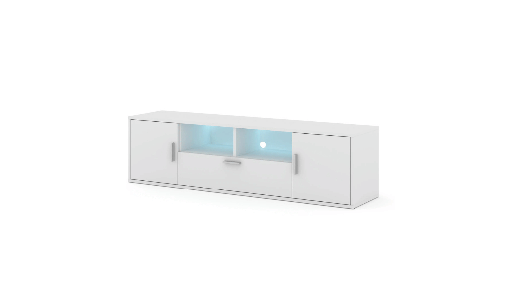 Szafka RTV BLANCA 150 cm biały mat z oświetleniem RGB