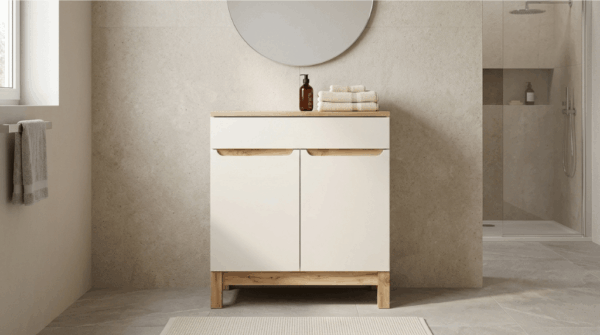 Szafka łazienkowa BALI Kaszmir 80 cm z blatem 2D.