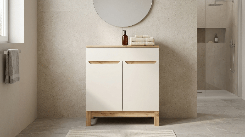 Szafka łazienkowa BALI Kaszmir 80 cm z blatem 2D.